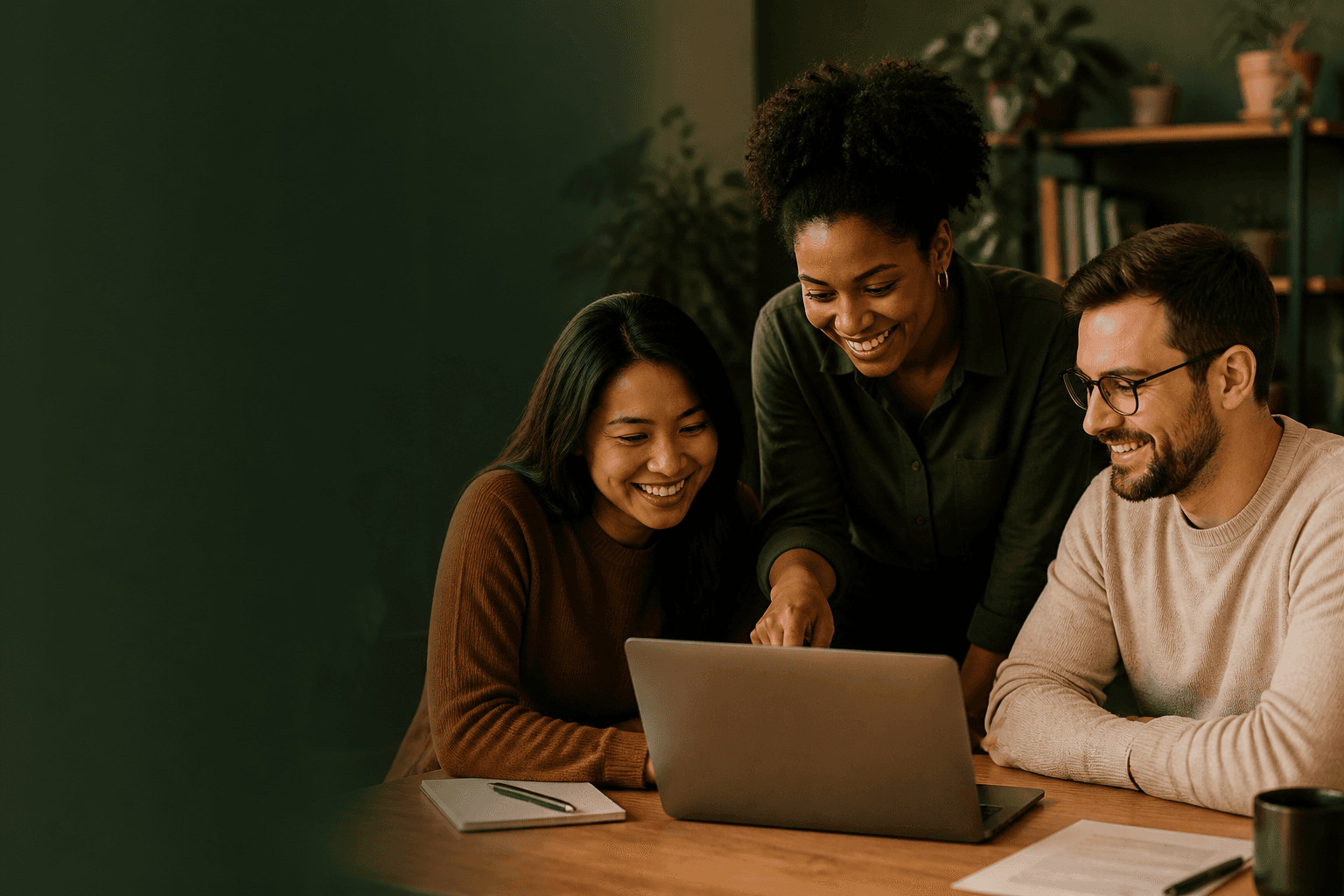 Nonprofit team learning together